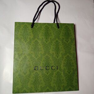 Gucci paper merchandise bag (green w/black lettering black handle